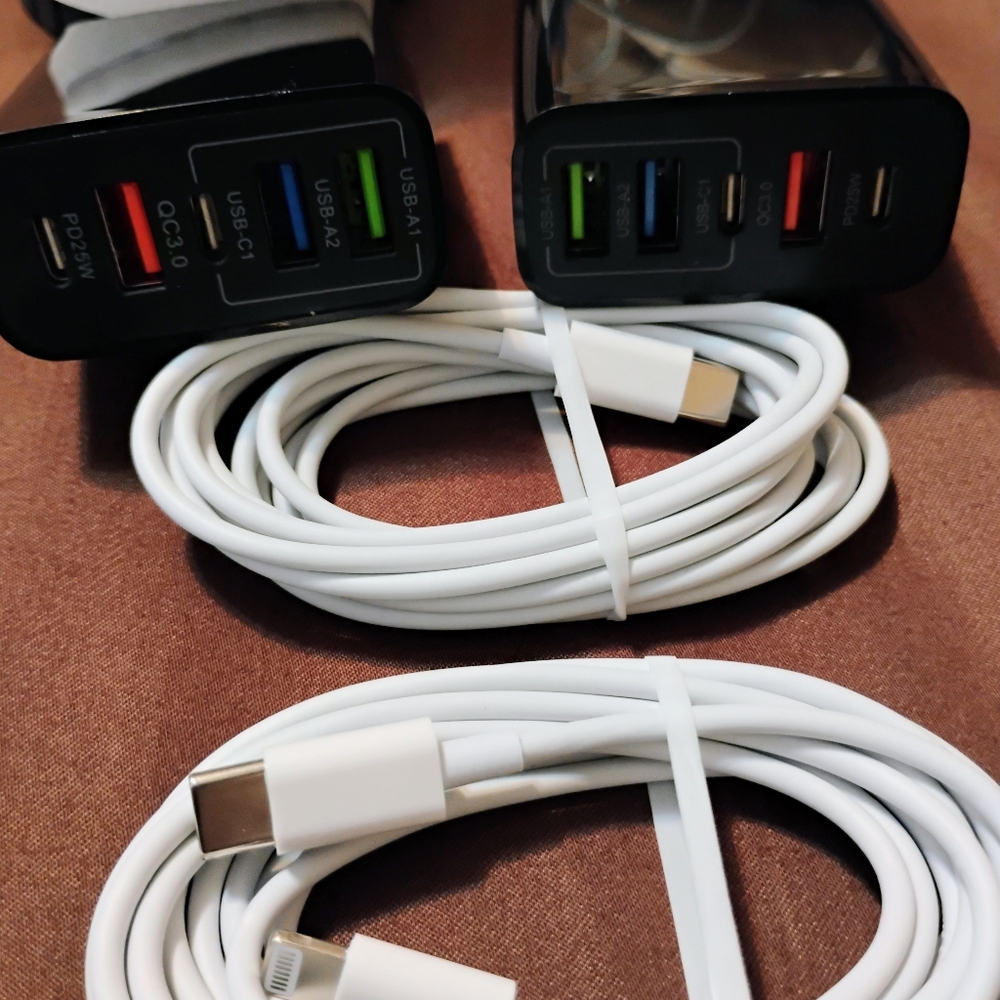1X 2X New Super 65W GaN USB Charger PD Type C Fast Charge 2 Lightning Cables - Picture 5 of 6
